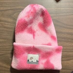 Pink tie dye beanie